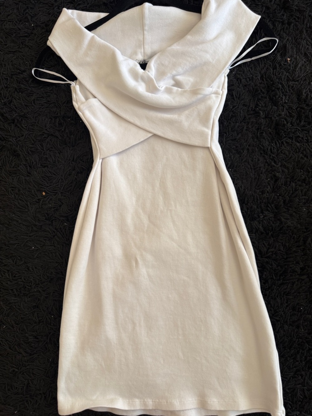 Zara White Mini Cowl Neck Dress